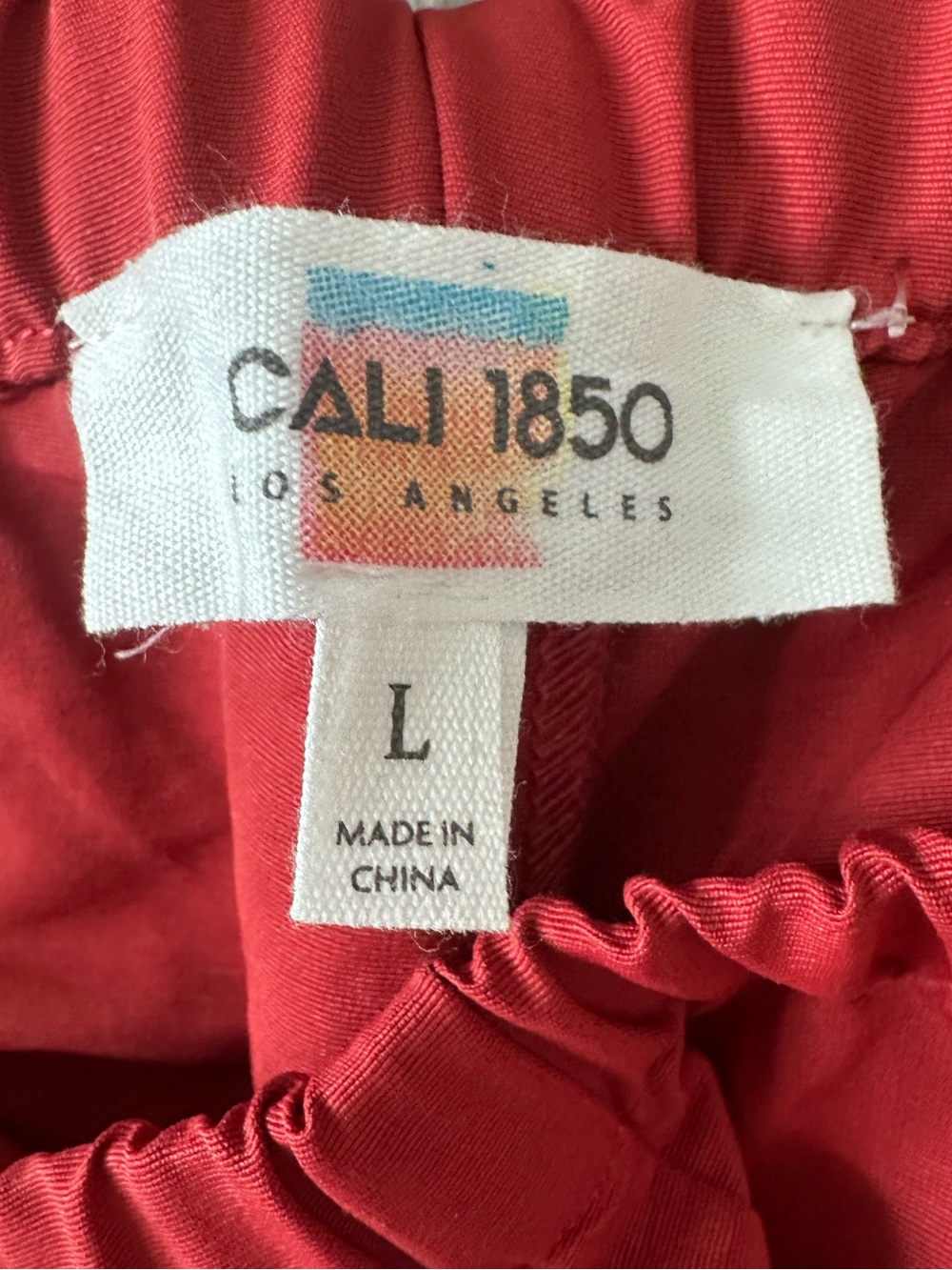 Cali 1850 Red Large Wide Leg Track Pants White Side Stripe Bow Tie Ankle NWOT - Picture 2 of 6